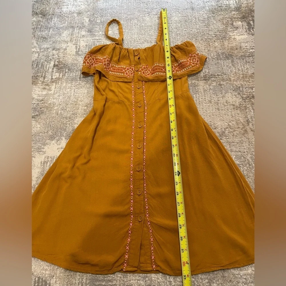 Aeropostale Brownish Orange Blouse Dress Tunic Size S Button Down & Embroidered - Picture 13 of 15